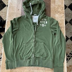 Men’s XL ABERCROMBIE & FITCH Army Green Zip Hoodie